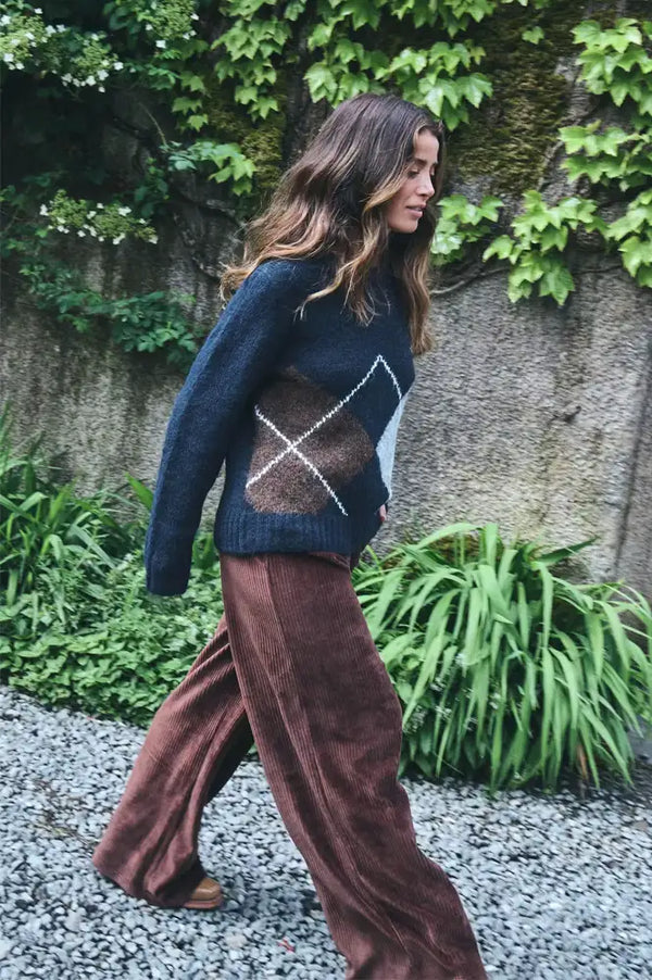 ICHI Bayana Total Eclipse Argyle Jumper