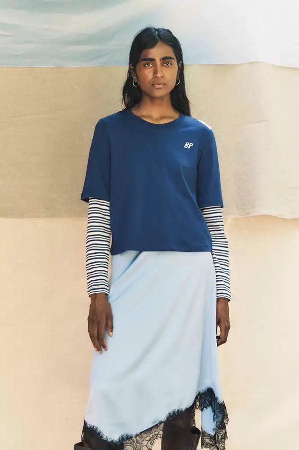 Baum Und Pferdgarten Jolin Navy Double Layer T-Shirt - The Mercantile London