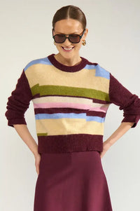 Numph Riette Fig Pixel Stripe Jumper