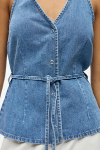 Object Fuller Sleeveless Denim Top - The Mercantile London