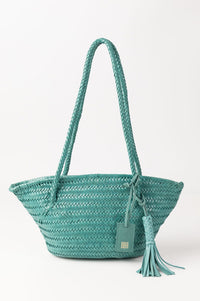 Biba Perkins Teal Braided Leather Basket Bag - The Mercantile London