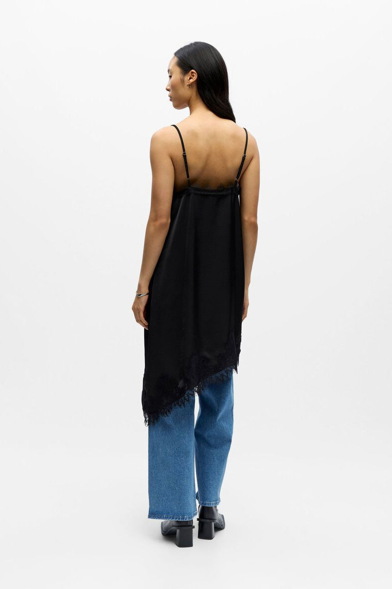 Object Naline Black Lace Slip Dress