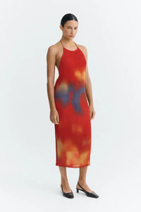 Thinking Mu Miriam Red Flowers Pleated Dress - The Mercantile London
