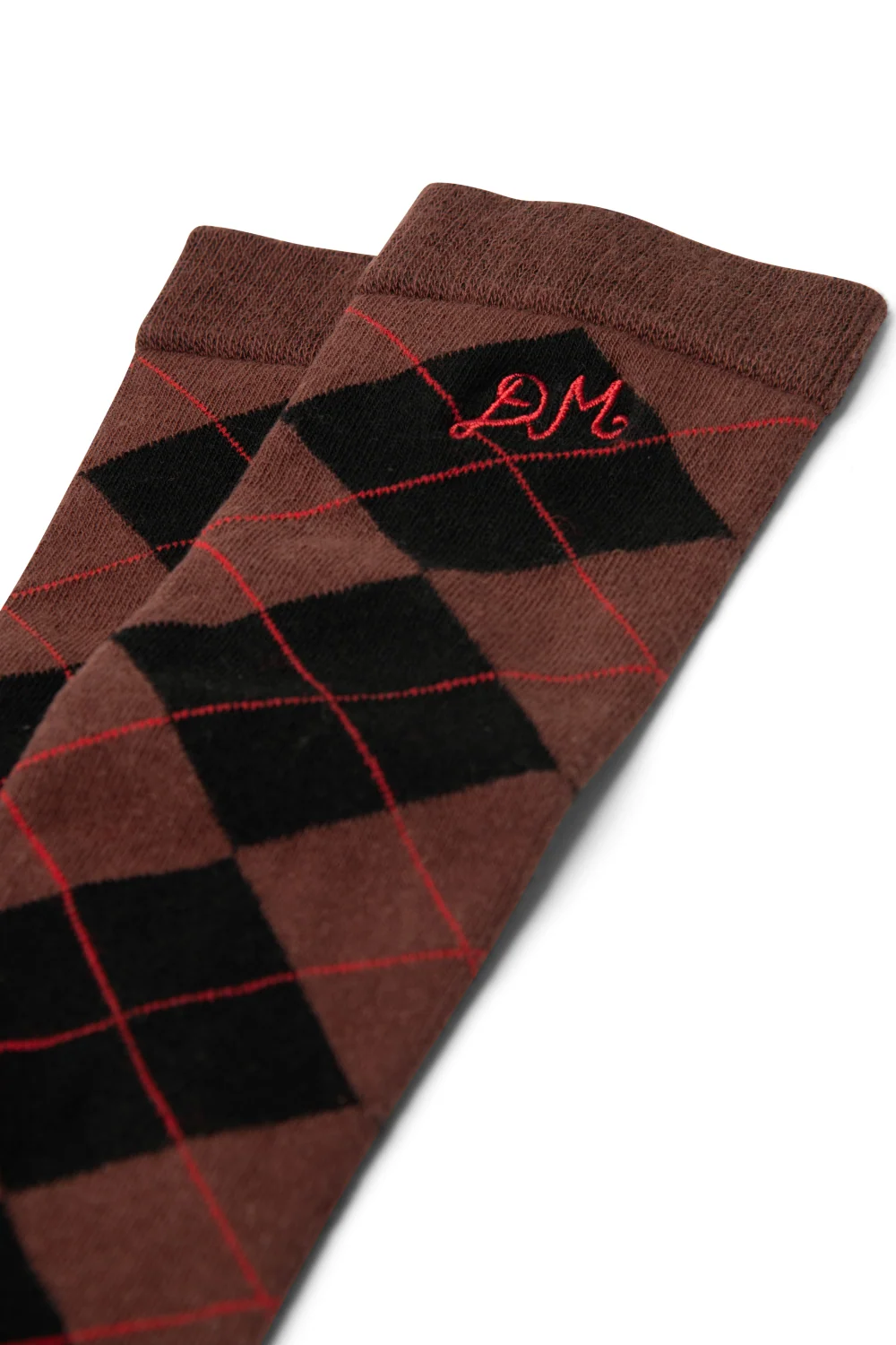 Damson Madder Chocolate Argyle Knee Length Socks
