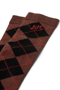 Damson Madder Chocolate Argyle Knee Length Socks