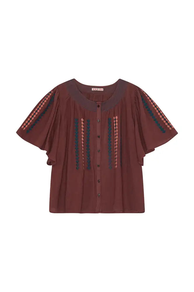 Habiba Romaina Burgundy Butterfly Blouse