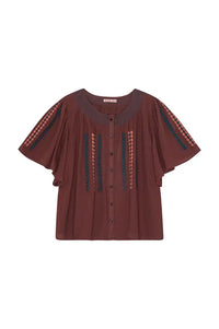 Habiba Romaina Burgundy Butterfly Blouse