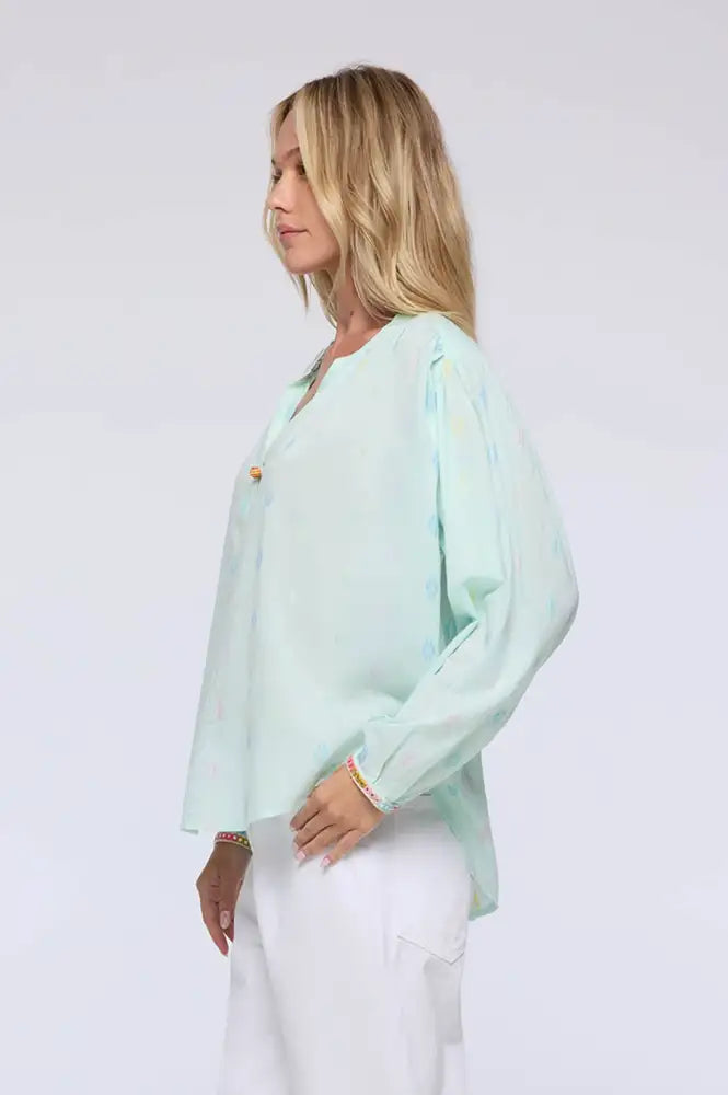 Charlie Joe Adua Aqua Embroidered Blouse - The Mercantile London