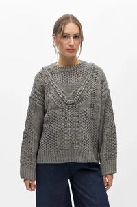 Object Hinna Medium Grey Cable Knitted Jumper