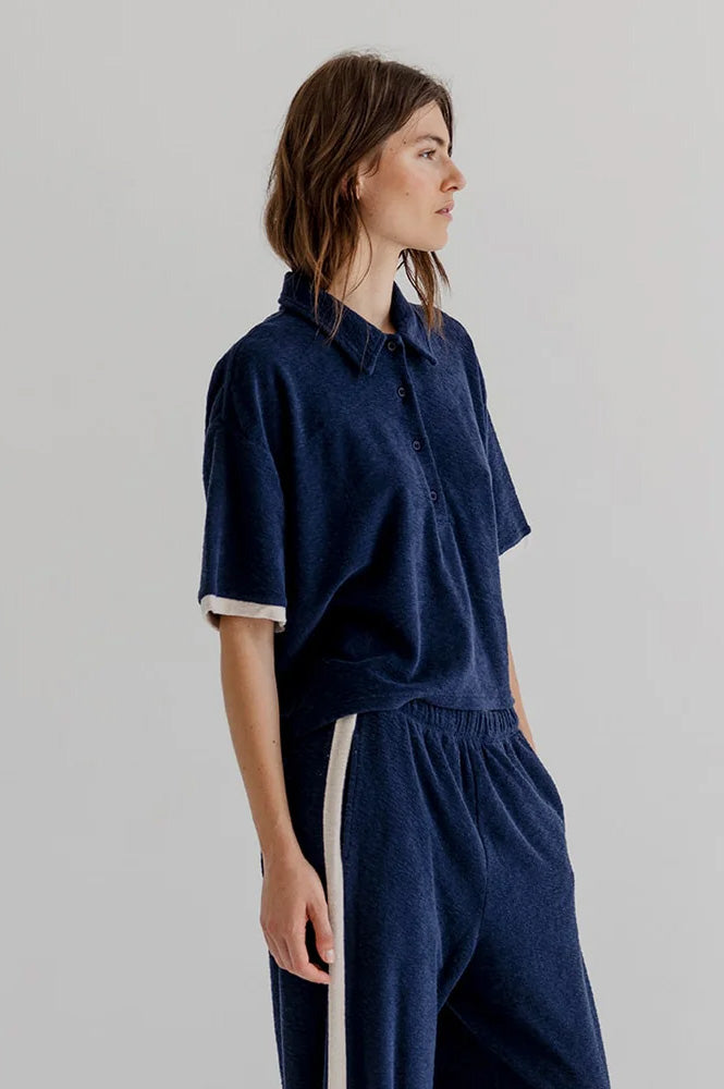 Project AJ117 Celine Navy Slub Top - The Mercantile London