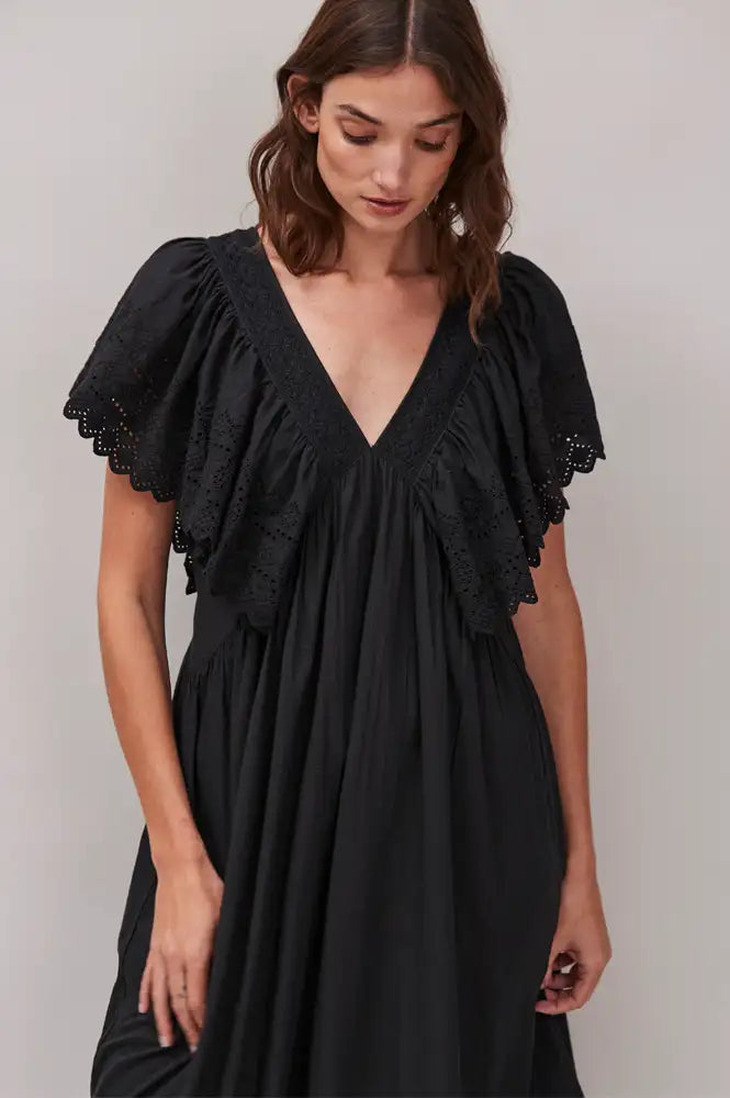 Faune Camelia Black Dress - The Mercantile London