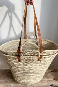Mikwi French Double Strap Classic Market Basket Bag