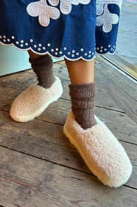YOKO Wool Beige Natural Slippers - The Mercantile London
