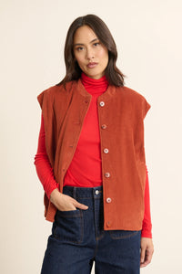 Garance Bresil Terracotta Corduroy Sleeveless Jacket - The Mercantile London