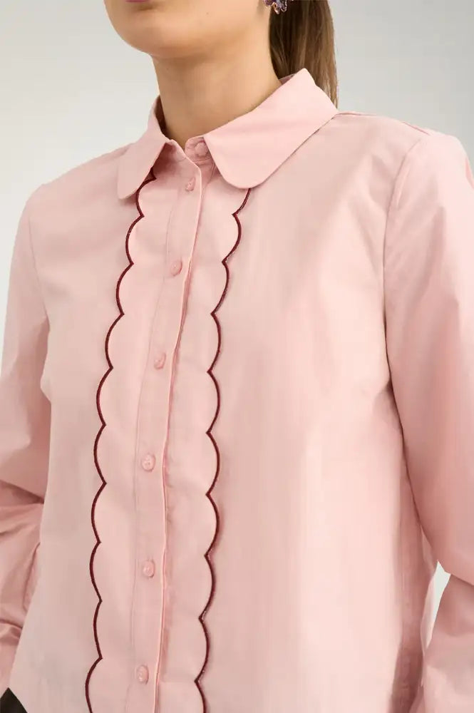 Numph Francy Peachskin Scalloped Shirt