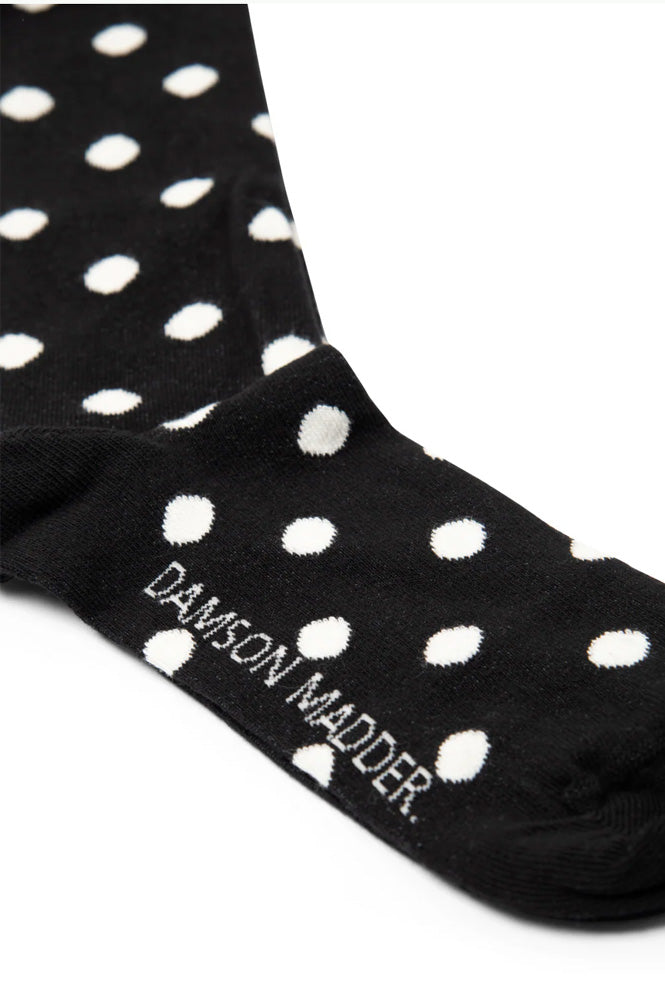 Damson Madder Black & Cream Knee High Polka Dot Socks