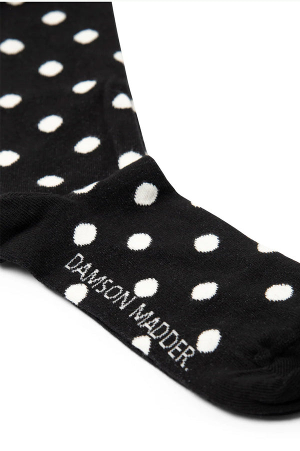 Damson Madder Black & Cream Knee High Polka Dot Socks