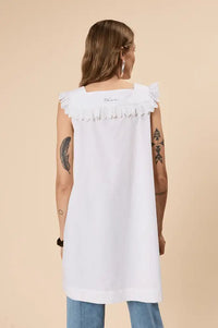 TBCo White Cotton Broderie Button Up Dress