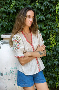 Indi & Cold Stone Cross Stitch Embroidered Shirt