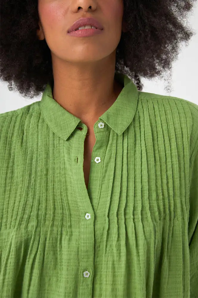 Chicosoleil Rusty Peridot Green Blouse - The Mercantile London