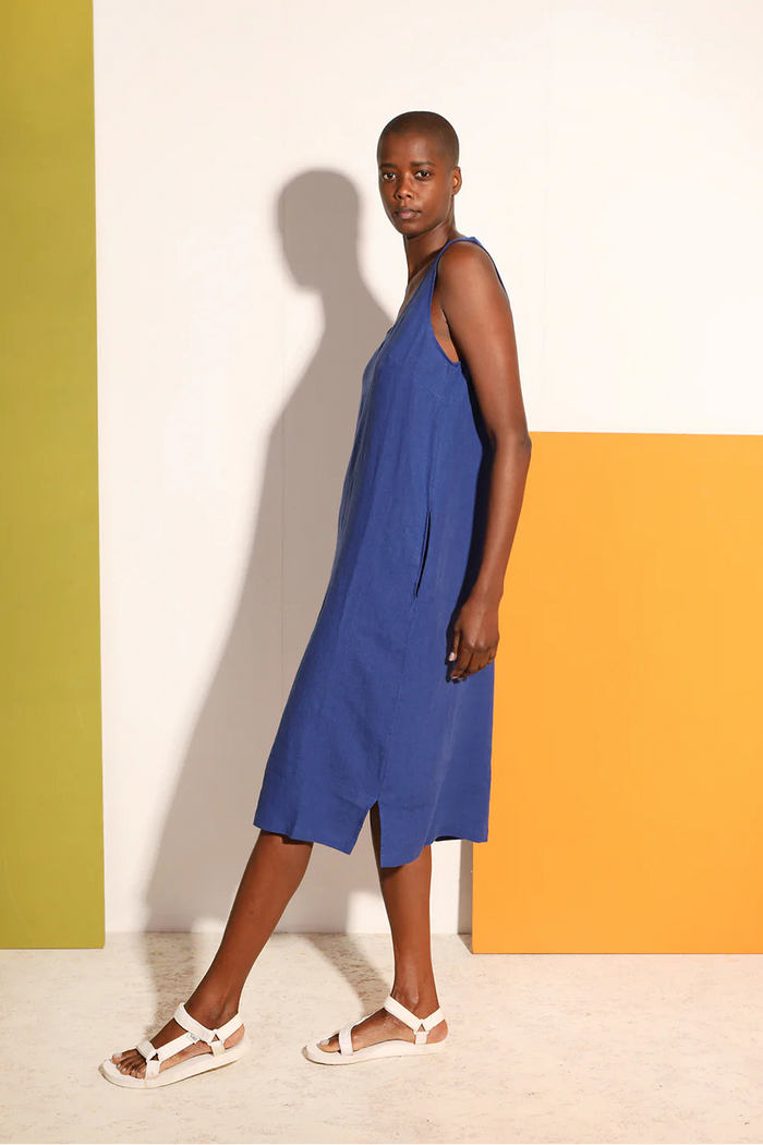 L.F. Markey Basic Linen Shift Cobalt Dress - The Mercantile London