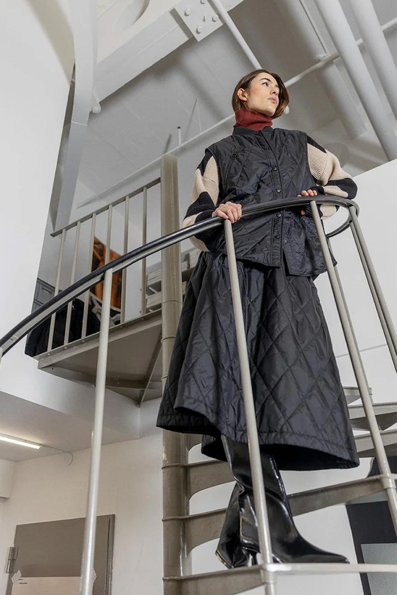 Project AJ 117 Nicoline Black Quilted Skirt - The Mercantile London