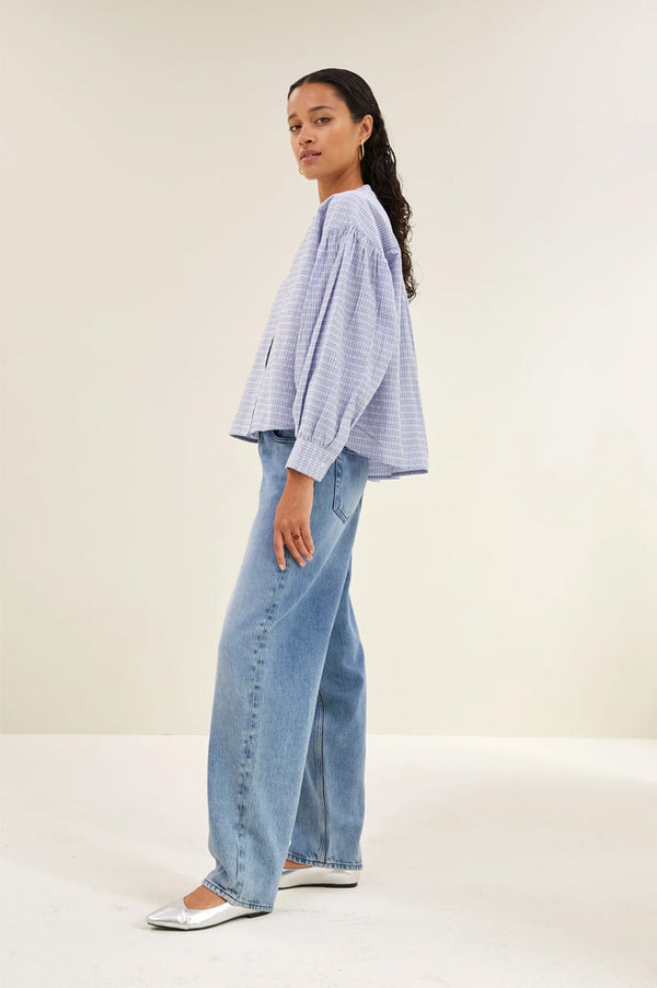 By-Bar Ella Chambray Check Blouse