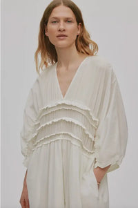 Rabens Saloner Ina Chalk Gathered Dress - The Mercantile London