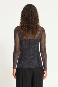 ICHI Noviola Black Sheer With Stones T-Shirt