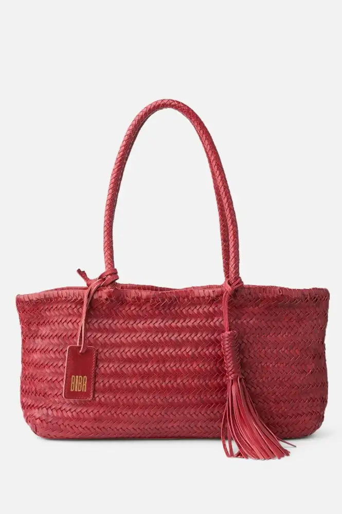 Biba Perkins Red Braided Leather Bag