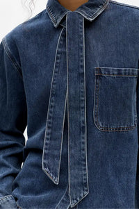 Object Bow Medium Blue Denim Shirt
