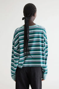 Bellerose Franto Red And Fern Striped Crewneck T-Shirt