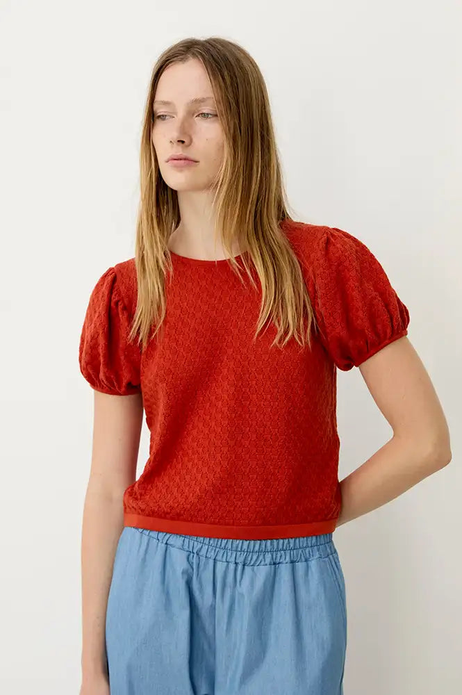 Diarte Liza Tomato Red Knitted Top - The Mercantile London