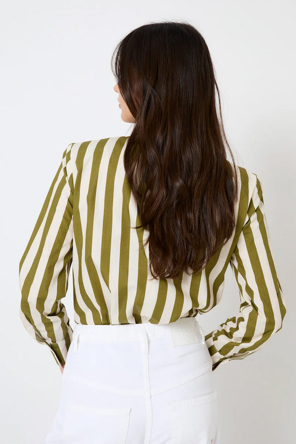Sophie + Lucie Lazo Khaki Striped Blouse - The Mercantile London