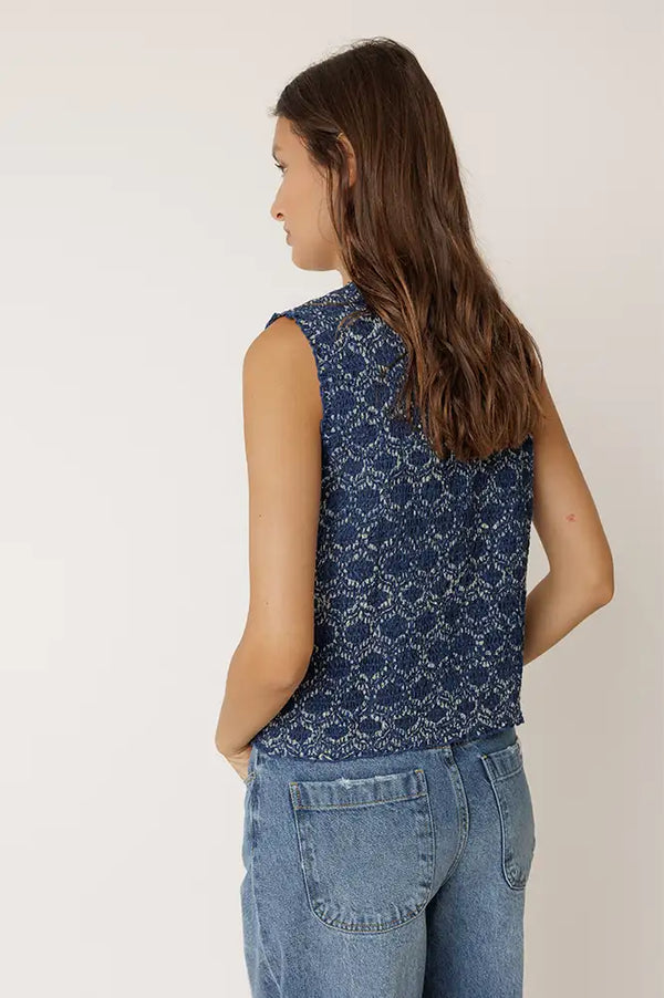 Indi & Cold Indigo Floral Tie Top - The Mercantile London