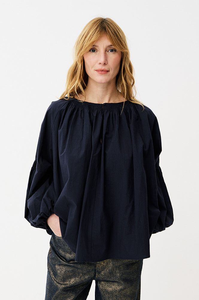 Maison Anana Philise Navy Blouse - The Mercantile London
