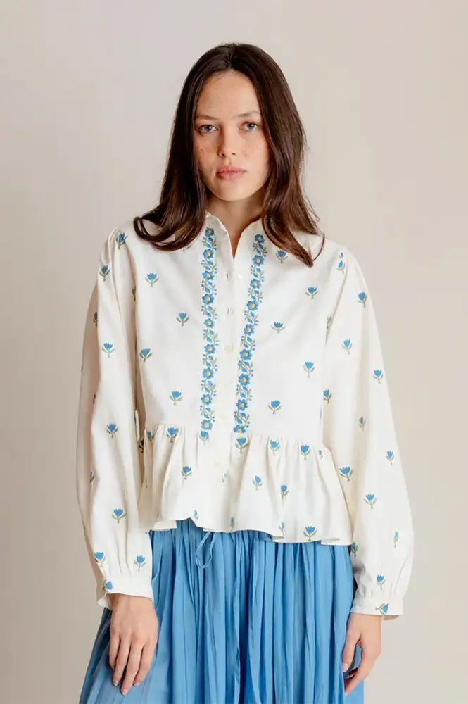 Daydress Pascale Aegean Embroidered Shirt - The Mercantile London