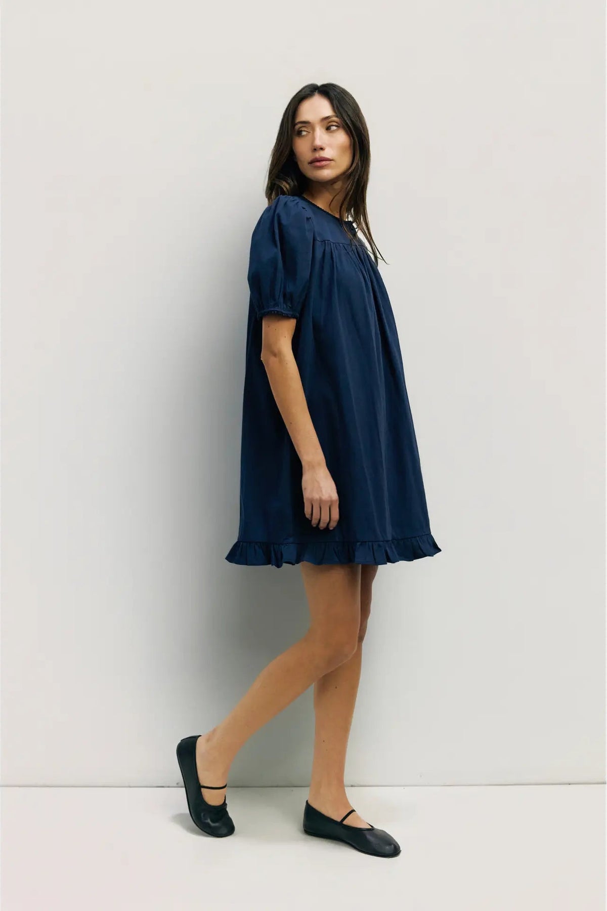 Mod Ref Frankie Navy Babydoll Ruffle Dress