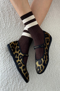 Le Bon Shoppe Her Varsity Espresso Socks - The Mercantile London