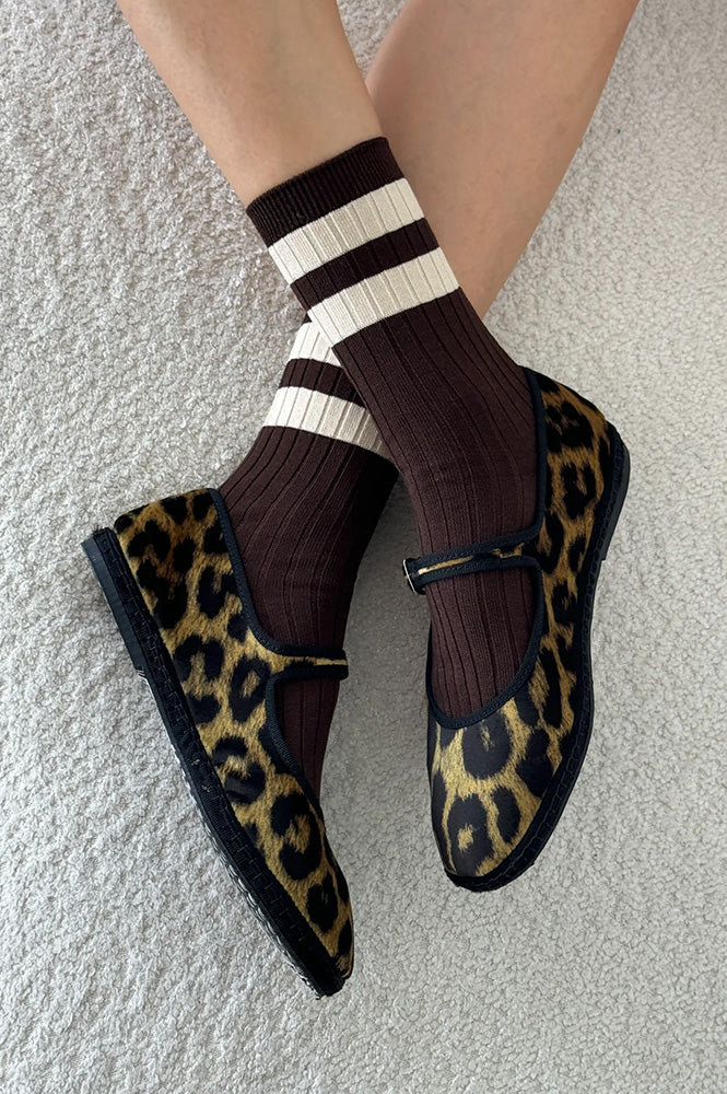 Le Bon Shoppe Her Varsity Espresso Socks - The Mercantile London