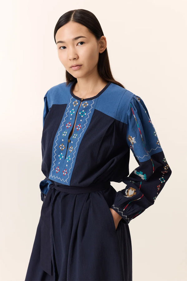 Leon & Harper Ruoki Blue Dress - The Mercantile London