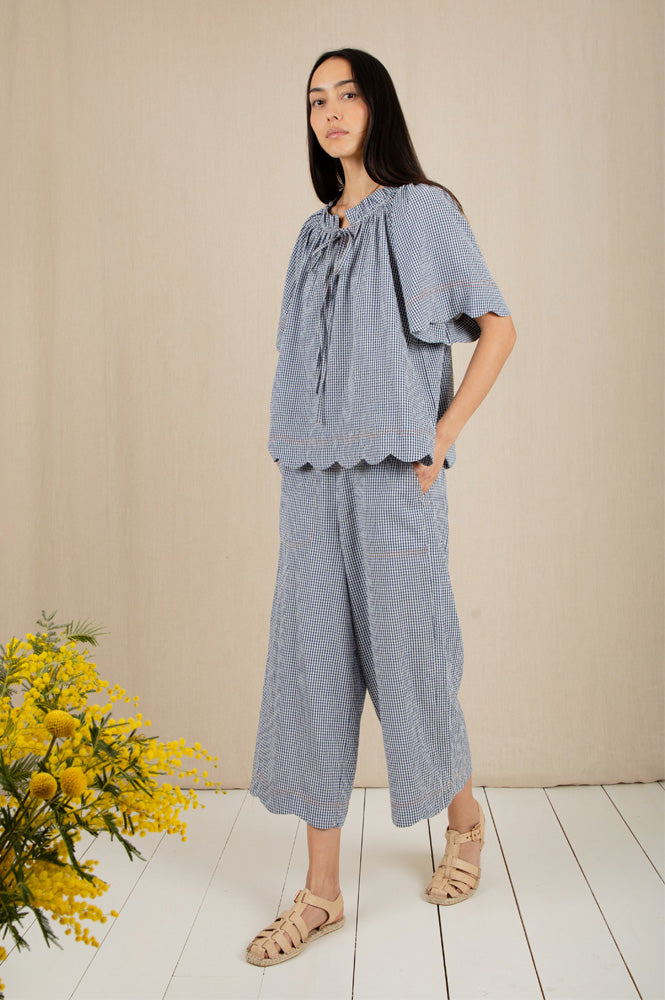 Bonté Aide Navy Gingham Trousers - The Mercantile London