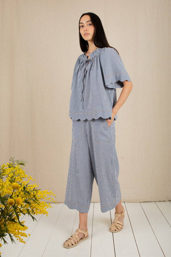 Bonté Aide Navy Gingham Trousers - The Mercantile London