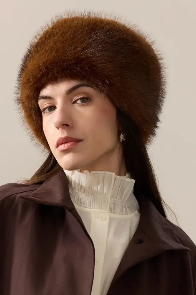 Helen Moore Mahogany Faux Fur Pillbox Hat
