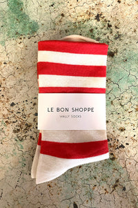 Le Bon Shoppe Wally Red Wide Stripe Socks - The Mercantile London