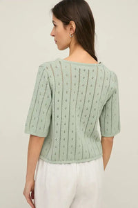 Yerse Mint Green Pointelle Cardigan