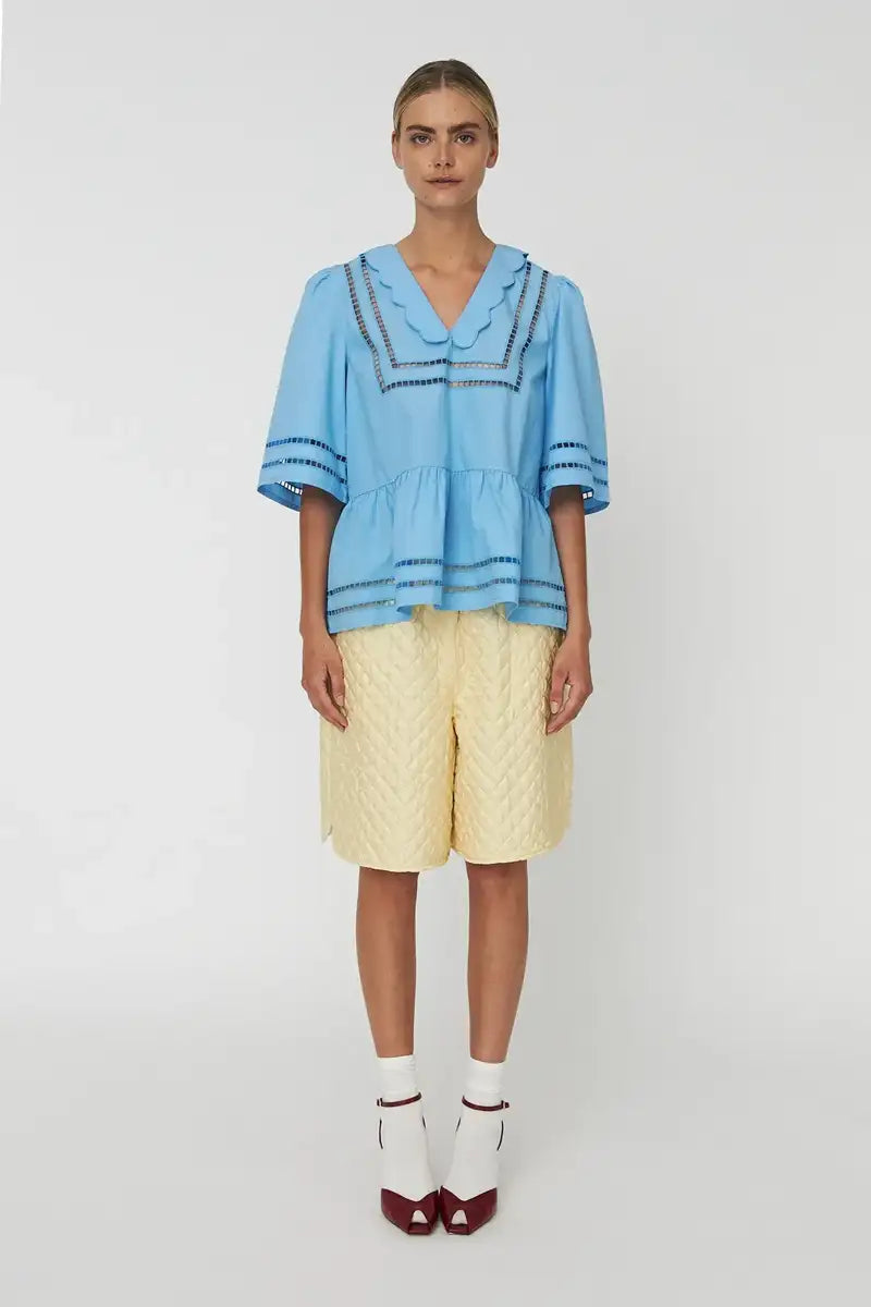 Stella Nova Coral Blue Scalloped Collar Blouse - The Mercantile London