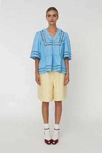 Stella Nova Coral Blue Scalloped Collar Blouse - The Mercantile London