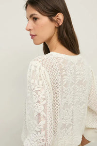 Yerse Pointelle White Knitted Top