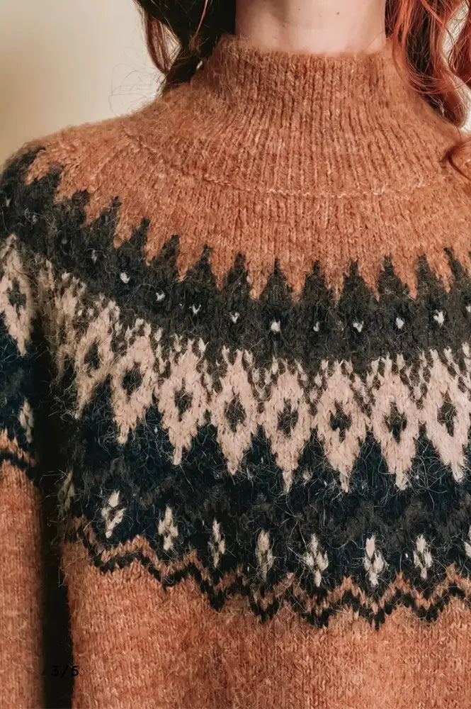 Emile Et Ida Ecrin Caramel Jacquard Jumper